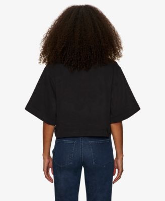 Women's Embellished Semi Crop Short-Sleeve T-Shirt