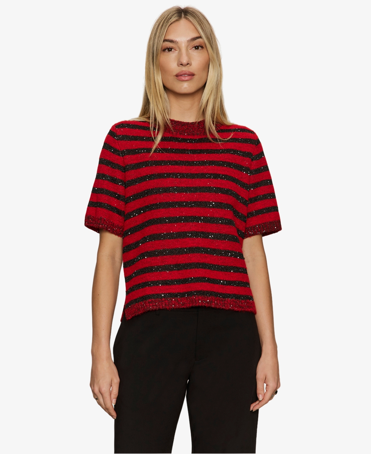 Sanctuary Women's Short-sleeve Shine Sweater T-shirt In Red