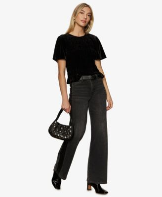 Women's We Belong Together Velvet Short-Sleeve Top