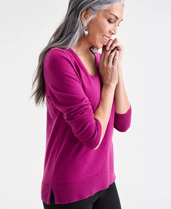Women's V-Neck Long-Sleeve Sweater - thumbnail 3