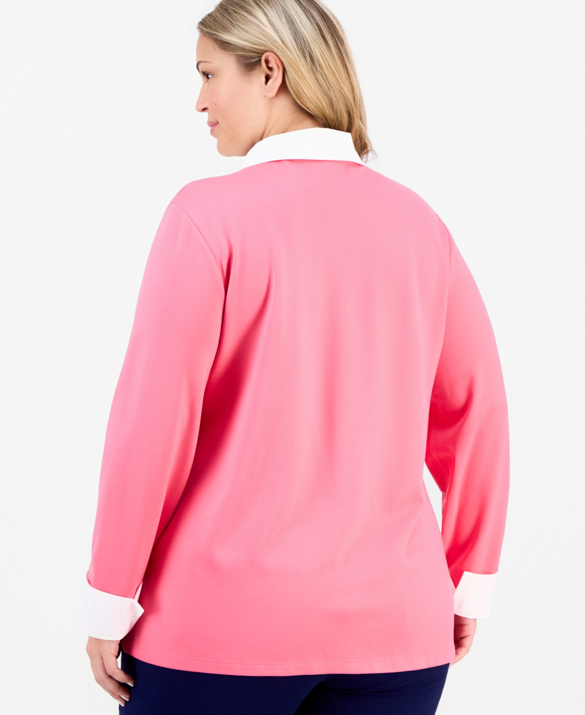Jones New York Plus Size Collared V-Neck Knit Top