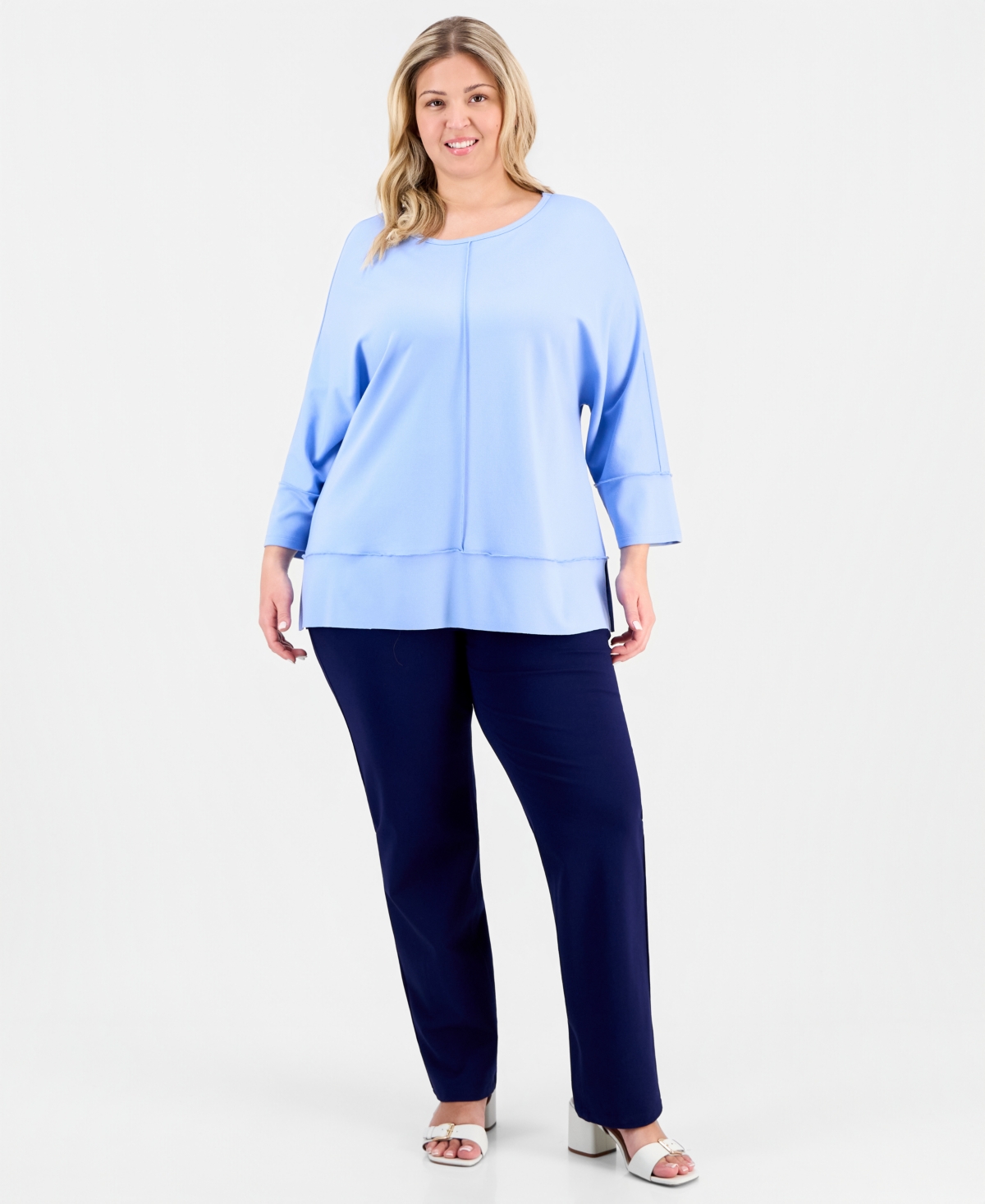 Jones New York Plus Size Dolman-sleeve Seamed Tunic In Multi