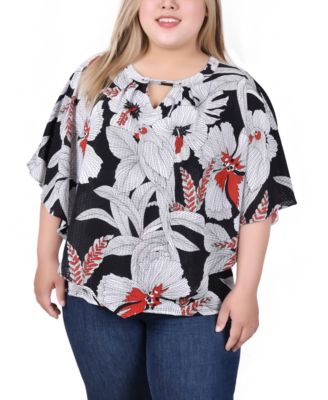 Women's Plus Size Elbow Sleeve Poncho Top