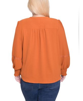 Women's Plus Size Long Sleeve Studded Blouse Top