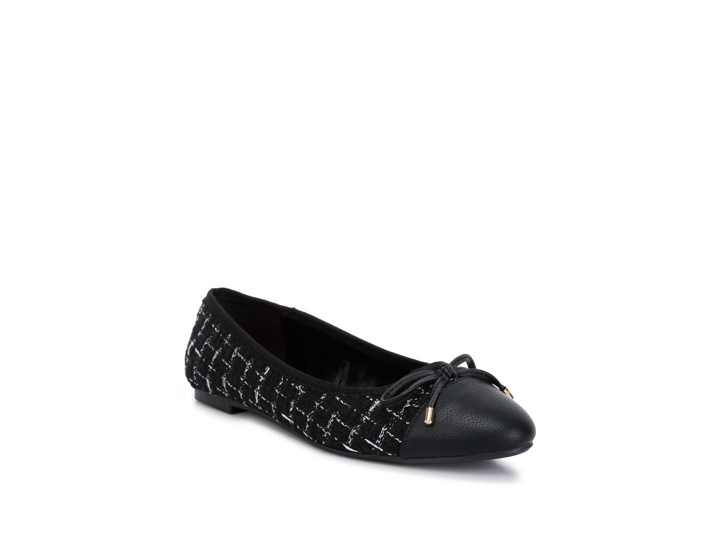 Женские балетки London Rag Junpey Plaid Tweed Ballet Flats, цвет: Чёрный — фото 5