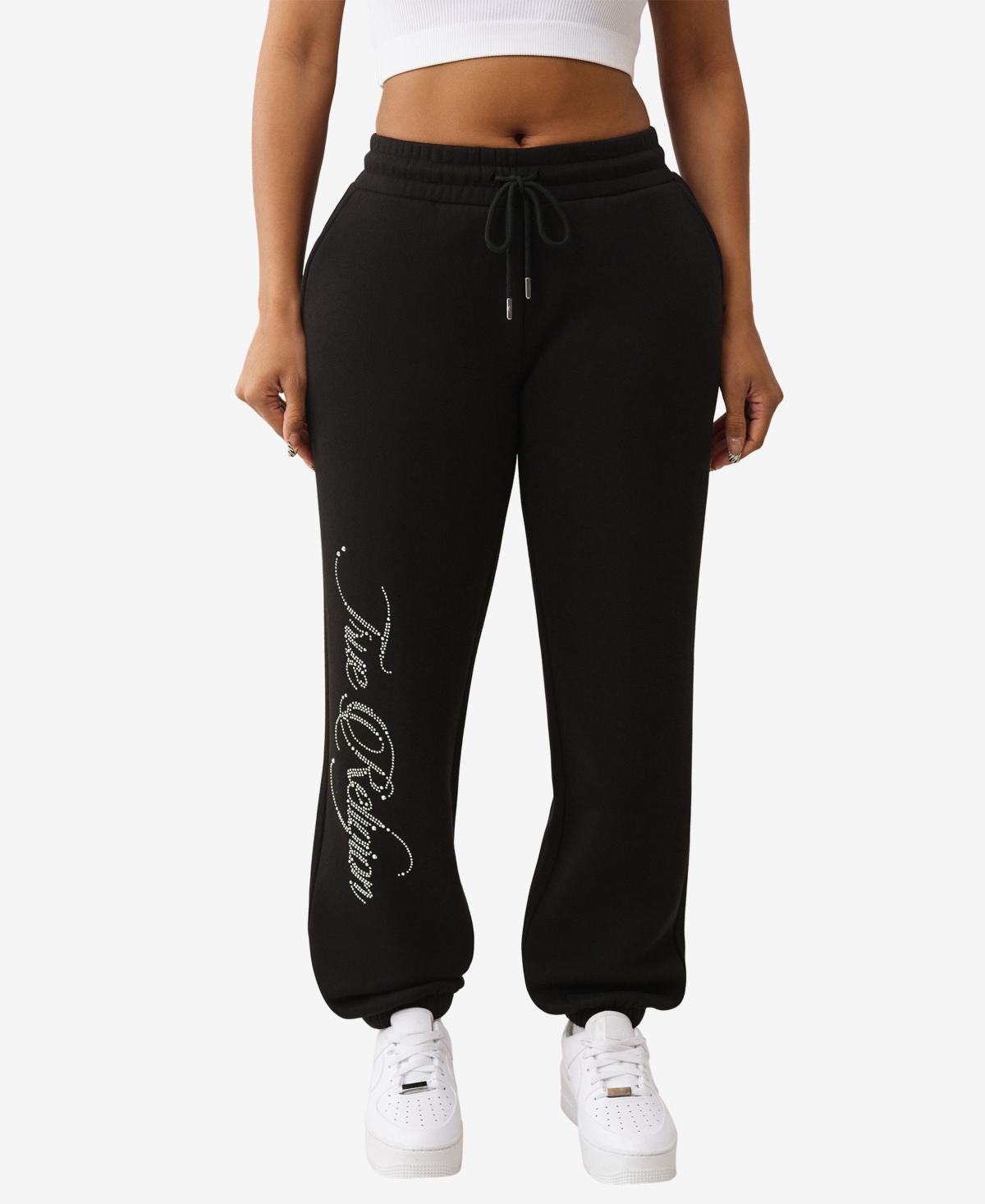 True Religion Women's Crystal Boyfriend Jogger Pants