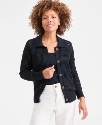 Style & Co - Women's Cotton Open-Stitch Cardigan Sweater