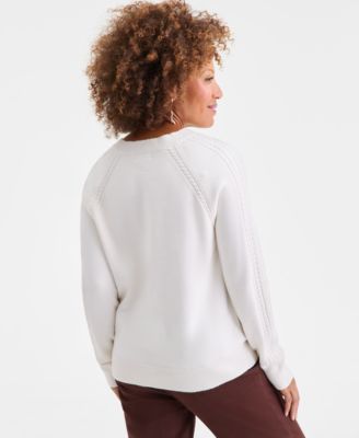 Women's Cable-Knit V-Neck Sweater