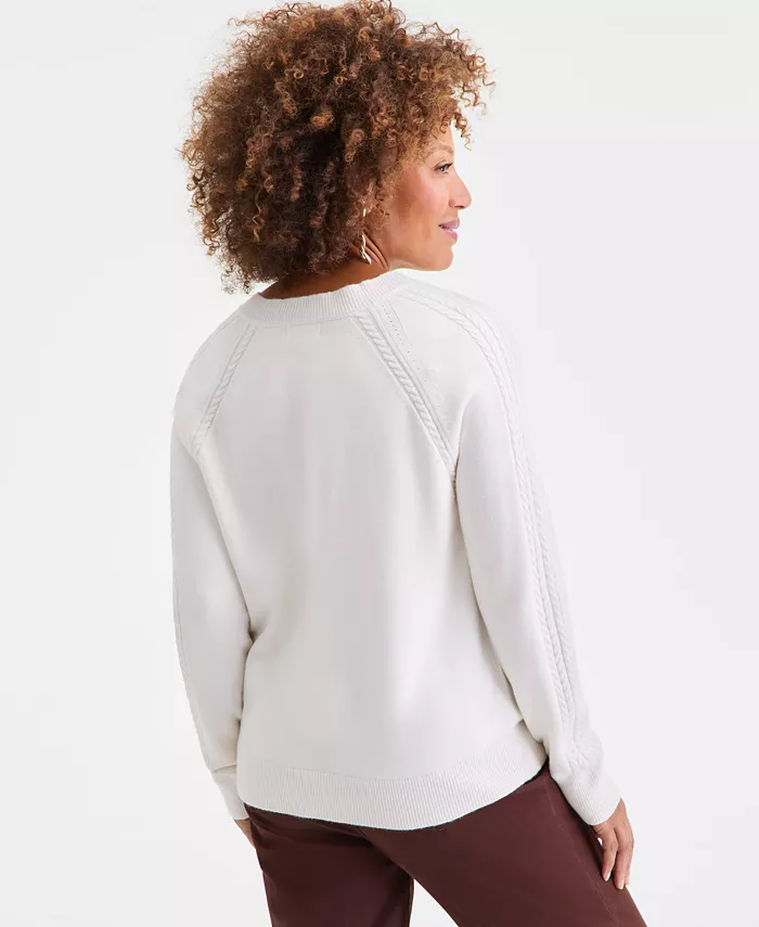 Women's Cable-Knit V-Neck Sweater - thumbnail 6
