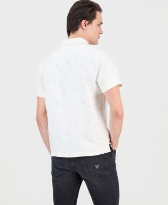 Men's Alden Clip Jacquard Short-Sleeve Woven Button-Front Shirt