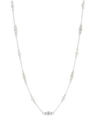 Lauren Ralph Lauren - Imitation Pearl and Cubic Zirconia Station Collar Necklace