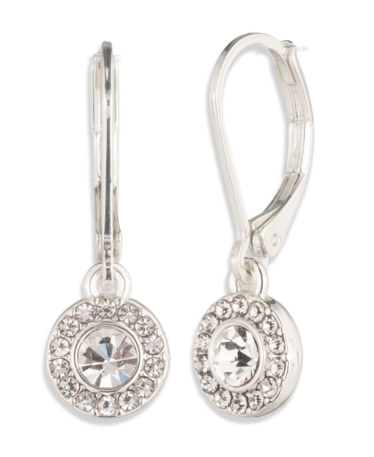Ralph Lauren Glass Crystal Stone Pave Drop Earrings In Silver