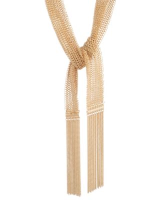 Lauren Ralph Lauren - Gold-Tone Fringe Mesh Scarf Necklace