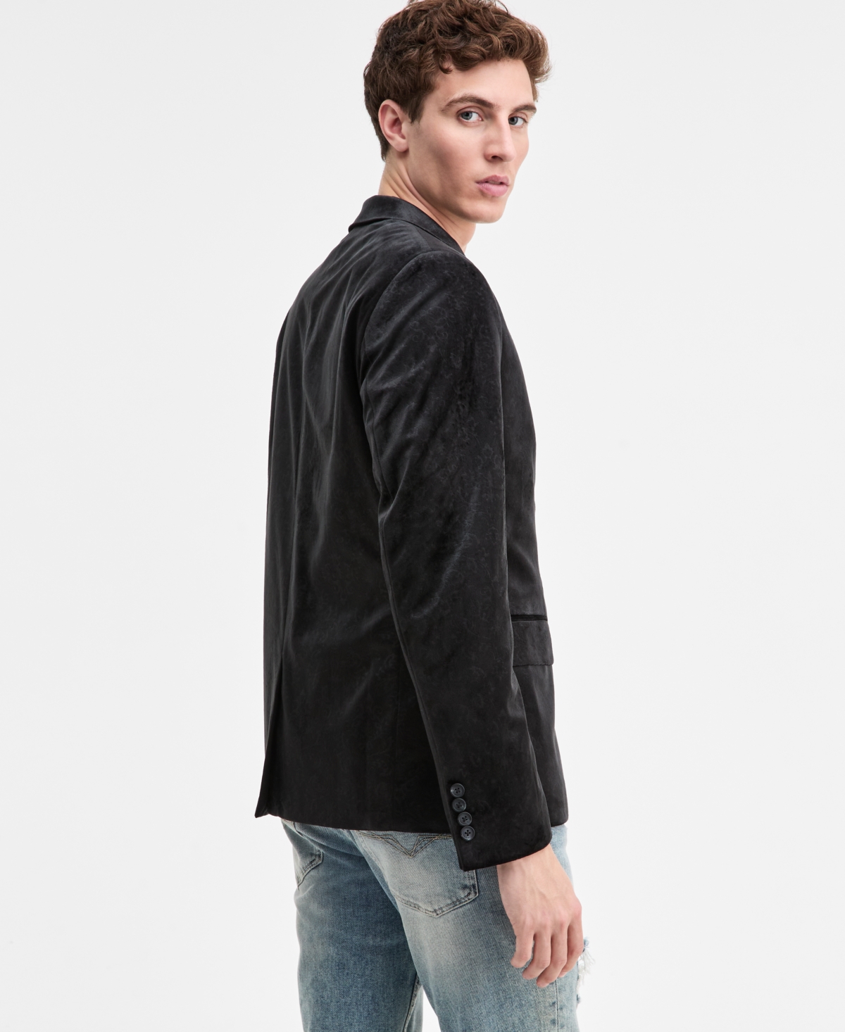 Guess Men's Fulton Embossed Velvet Blazer