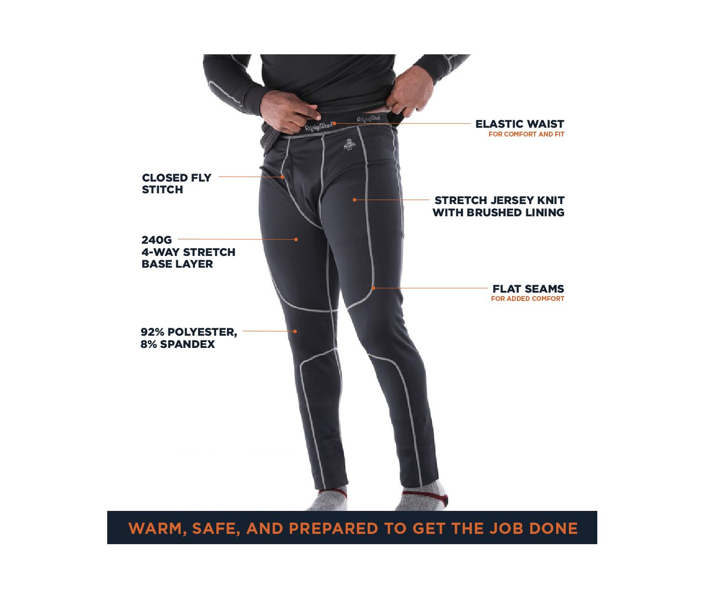 Мужские брюки RefrigiWear Heavyweight Stretch Knit Base-Layer Bottoms — фото 4