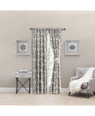 Wynette Lined 3" Rod Pocket Curtain Panel Pair with Tiebacks 100" x Grey