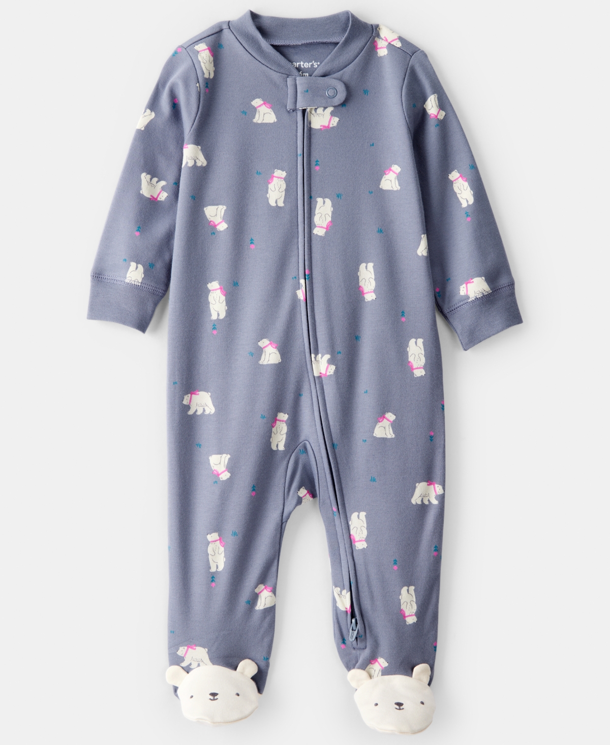 Carter's Baby Girls Polar Bear Print Sleep And Play Pajama In Gray