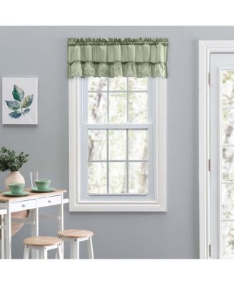 Ellis Stacey 1.5" Rod Pocket High Quality Fabric Solid Color Window Ruffled Filler Valance 54"x13" Sage