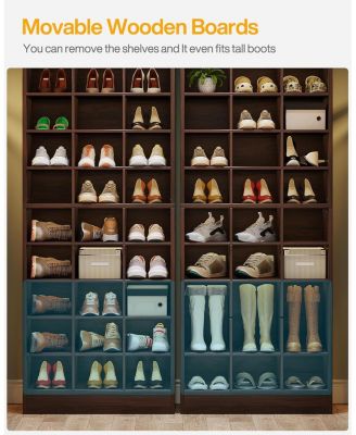 10-Tier Wooden Shoe Storage Cabinet with 30 Cubbies, Freestanding Tall Shoe Rack Organizer
