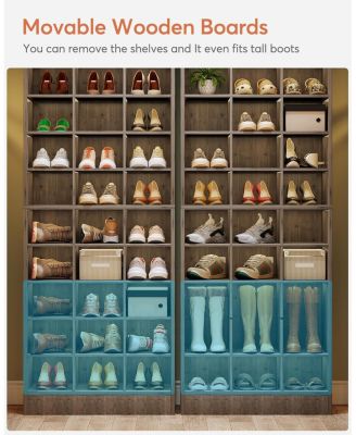 10-Tier Wooden Shoe Storage Cabinet with 30 Cubbies, Freestanding Tall Shoe Rack Organizer