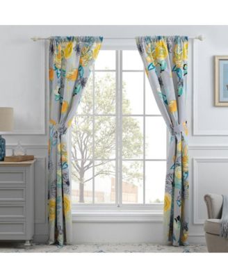 Greenland Home Fashion Watercolor Dream Curtains - Gray 42x84"