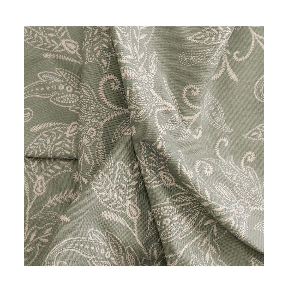 Ellis Curtain Lexington Leaf Pattern on Colored Ground Curtain Pair with Ties 56"x63" Sage