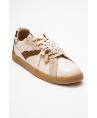 Taren Leather Pearl Buckle Sneakers (Women)