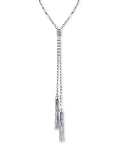 2028 Silver-Tone Tassel Lariat Necklace
