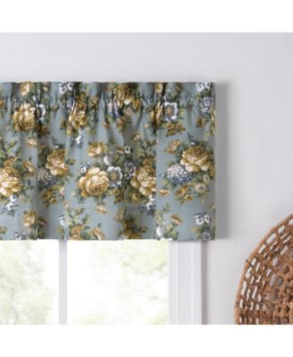 Ellis Bella Rose Stylish Medium Scale Printed Floral Pattern 1.5" Rod Pocket Tailored Valance 58"x15" Wedge