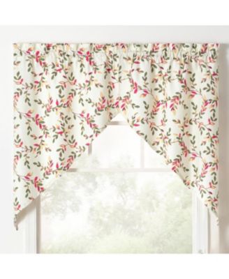 Ellis Vintage Stylish Medium Scale Printed Vine Pattern 1.5" Rod Pocket Tailored Swag 56"x36" Pecan