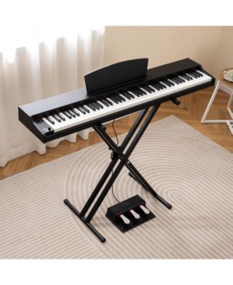 88-Key Semi-Weighted Digital Piano Set with Adjustable Stand and Triple Pedals