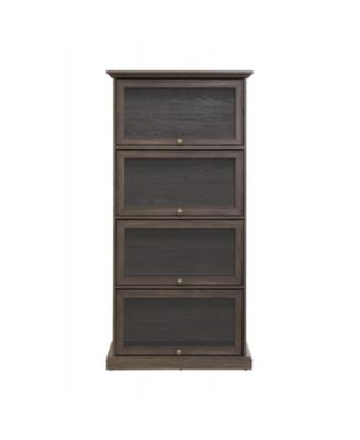 Glass display cabinet 4 Tier Glass Display Cabinet Storage Curio Cabinet with Flip up Glass Doors