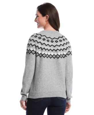 Petite Crew Neck Fair Isle Long Sleeve Sweater