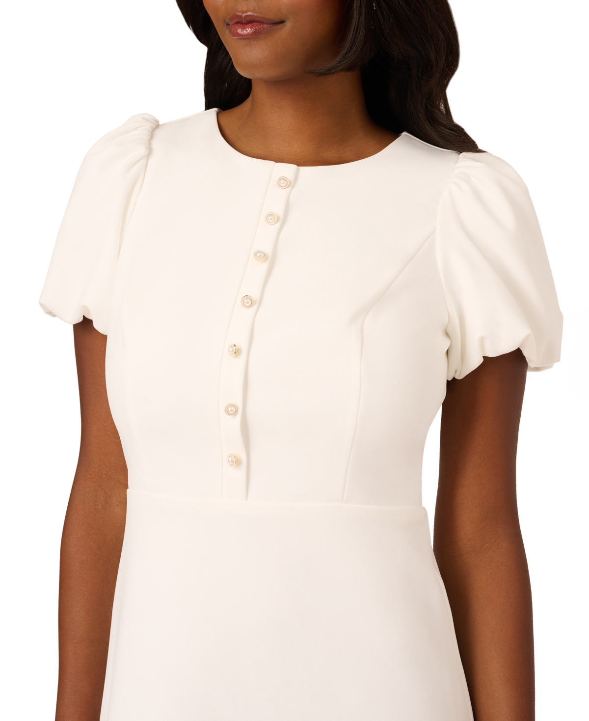 Adrianna Papell Women's Puff-Sleeve Button Short Dress
