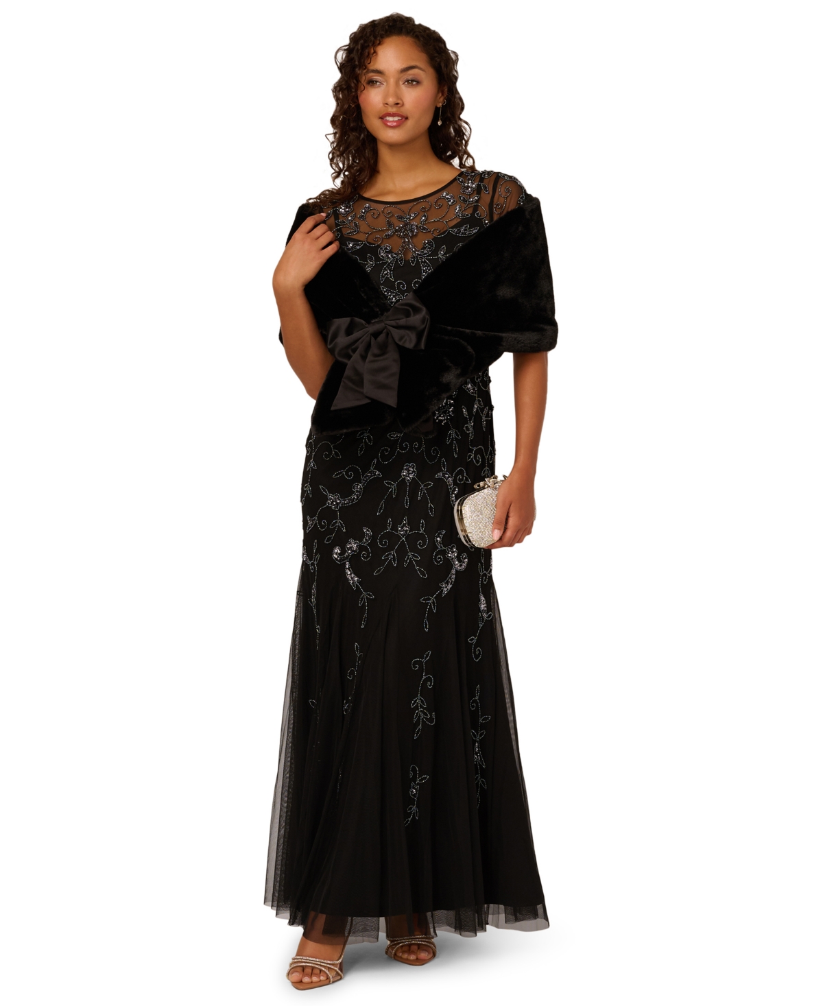 Adrianna Papell Women's Crewneck Blow Coverup Jacket In Black