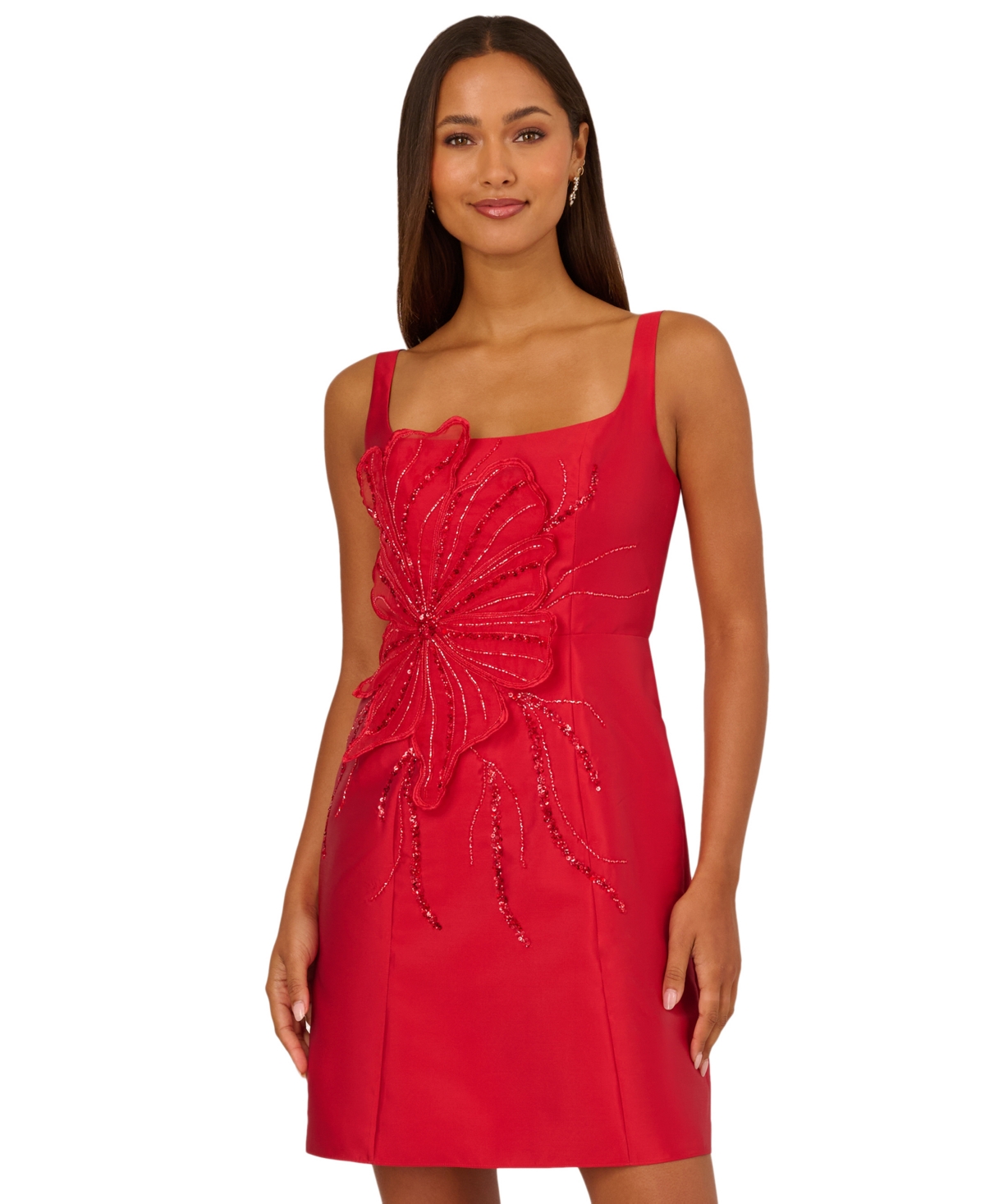 Adrianna Papell Women's Sleeveless Beaded Petal Dress