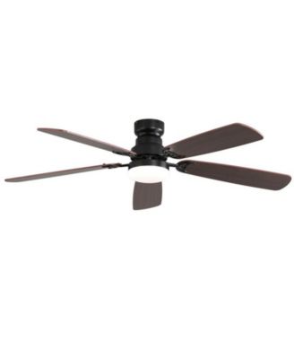 52-inch Modern Black 5 blades Three-color Dimmable Ceiling Fan LED Light with Six-speed Remote Control and Timing Function