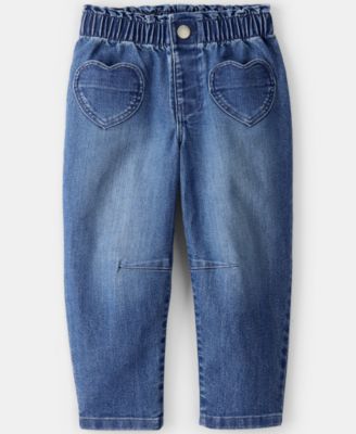 Carter's - Girls Toddler 2T-5T Heart Pocket Barrel Jeans