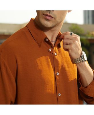 Men's Rust Orange Breezy Wrinked Shirt