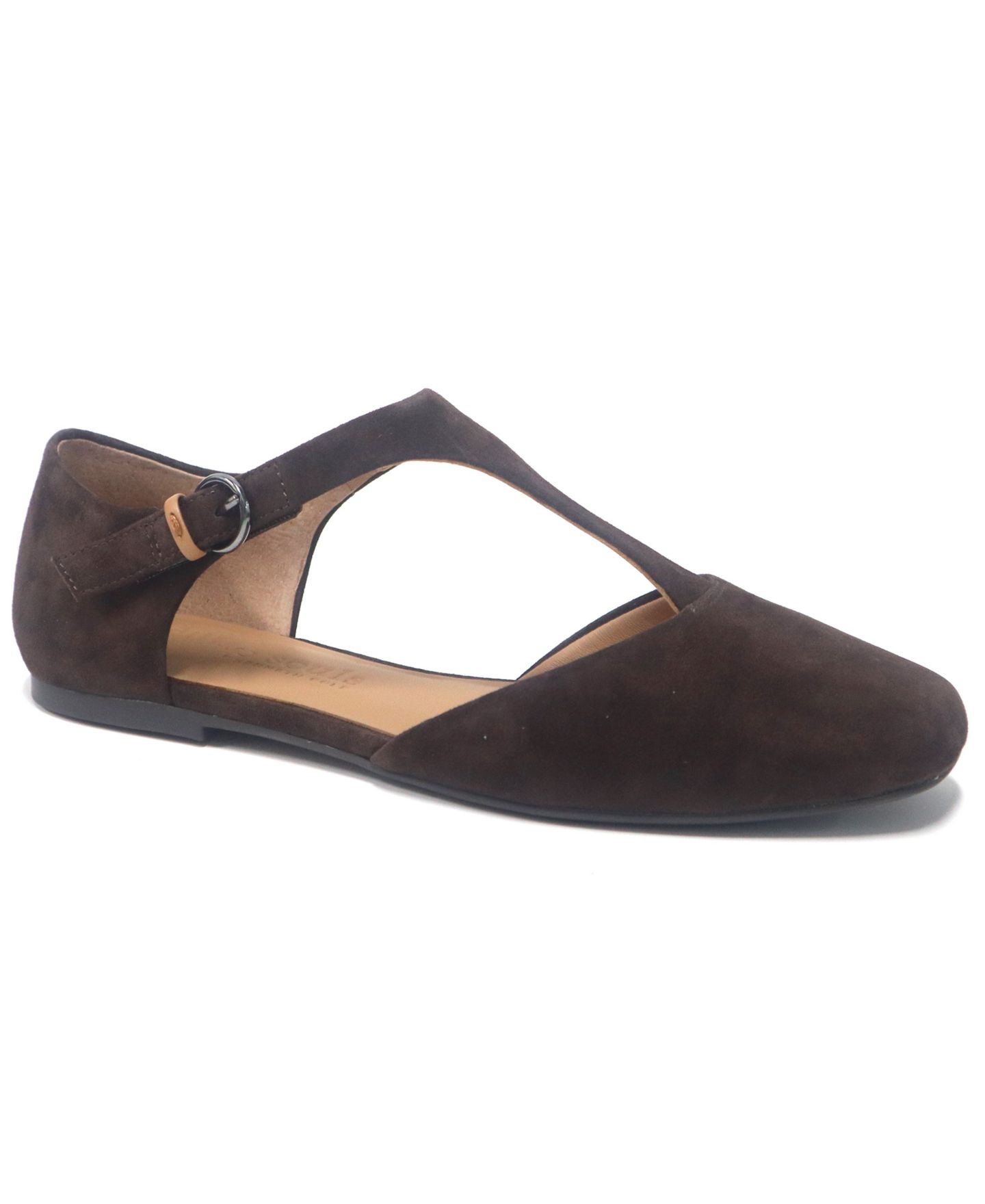 Женские балетки Gentle Souls Wyatt T-Strap Flats, цвет: Шоколадный замшевый — фото 1