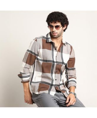 Men's Russet Brown Overlap Buffalo Shirt