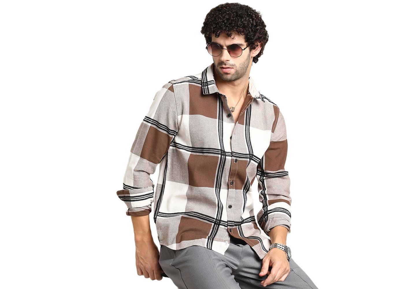 Мужская рубашка Cahoot Campus Sutra Russet Brown Overlap Buffalo, цвет: Коричневый — фото 2
