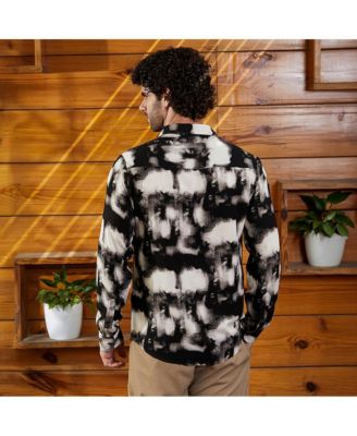 Men's Onyx Black Textured Brushwork Shirt