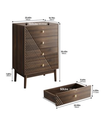 CASAINC 23.6"W x 35.4"H 4-Drawer Wood Metal Slides, Solid Wood Legs, Mid-Century Style Storage Cabinet