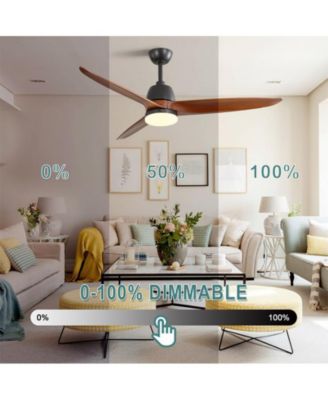 56-inch Modern 3 Solid Wood Blade Tri Color Dimming Light Six Speed Remote Control and Forward Reverse Function Ceiling Fan