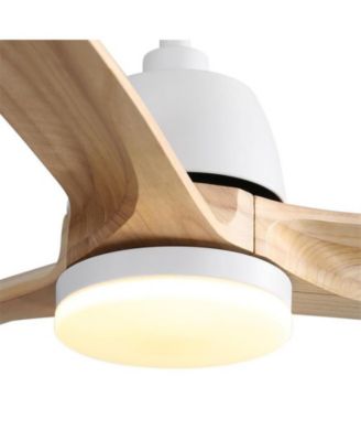 56-inch Modern White 3 Solid Wood Blade Tri Color Dimming Ceiling Fan with Six Speed Remote Control and Forward Reverse Function for Indoor