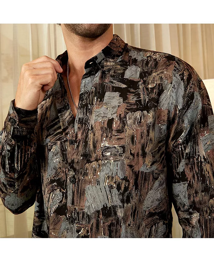 Men's Obsidian Black Impressionistic Strokes Shirt - thumbnail 5
