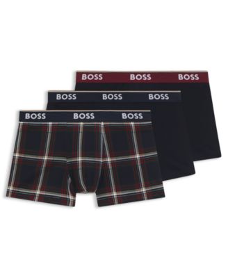 Hugo Boss - Men's 3-Pack Power Logo Waistband Trunk Underwear