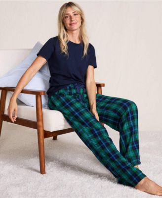 Women's Petite Flannel Wide Leg Sleep Pants