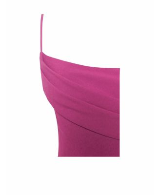 Women Fiona Fuchsia Feather Trim Bottom Maxi Dress